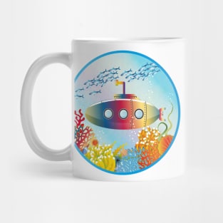 magical colorful submarine under water Mug